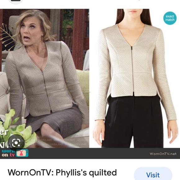 BCBG MAX AZRIA Quilted Faux-leather Peplum Top.   NWT Taupe color.
Size Medium - Picture 5 of 5